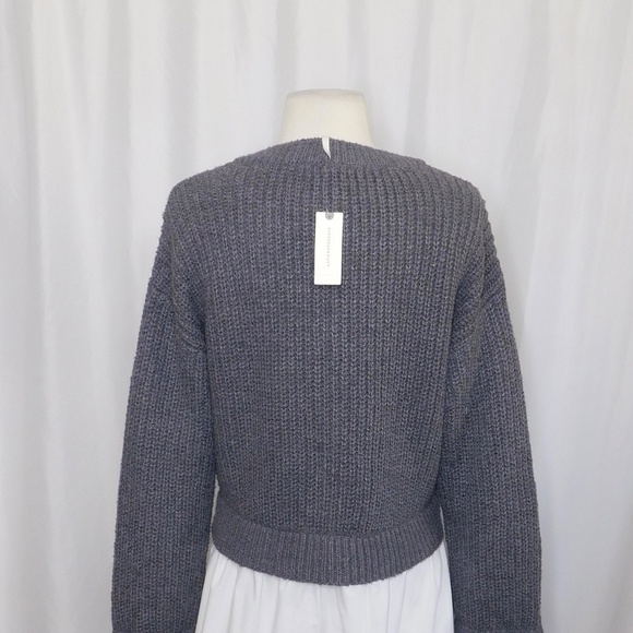NWT!! ANTHROPOLOGIE Gray Cropped Twofer Cardigan Sweater Academia Preppy Small - Picture 10 of 16